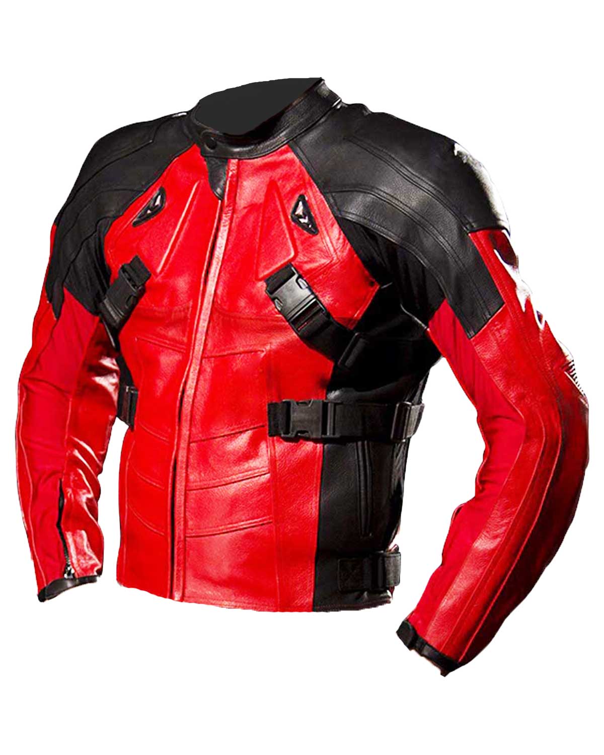 Deadpool Armored Red And Black Leather Biker Jacket 