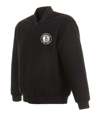 Brooklyn Nets Black Bomber Wool Jacket | Elite Jacket