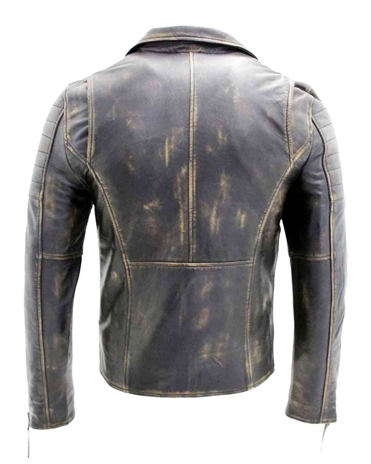 Mens Cross Zip Brando Leather Biker Jacket | Elite Jacket