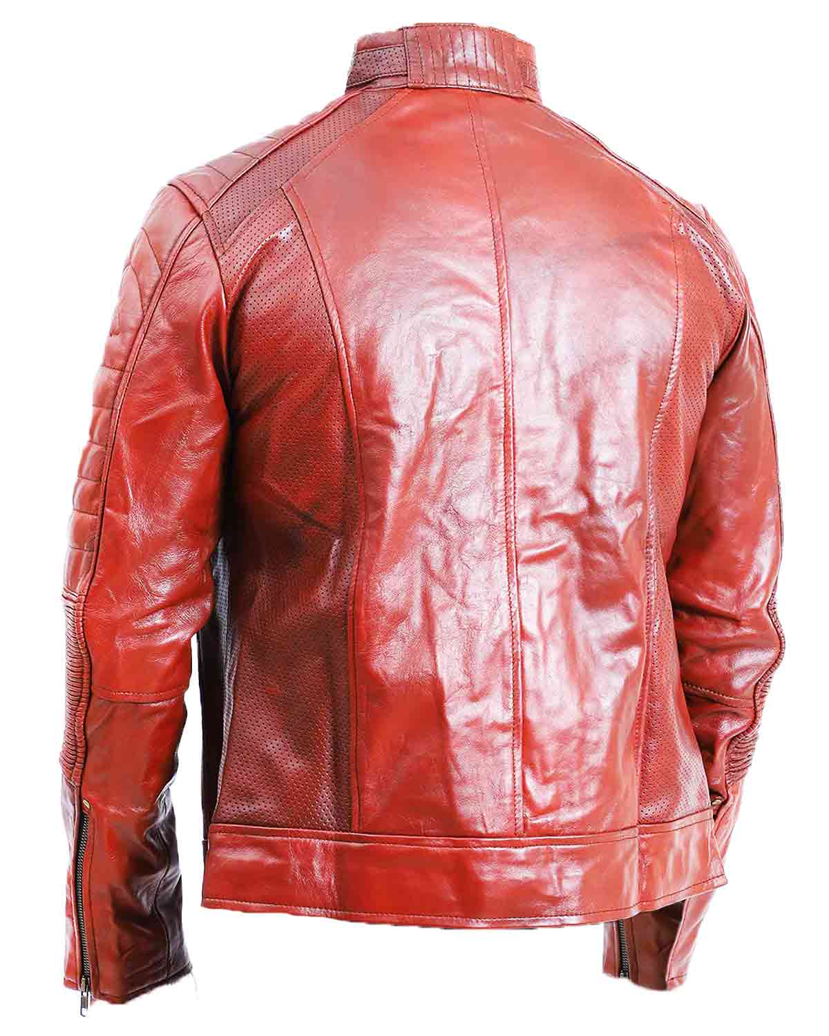 Elite Mens Quilted Sheepskin Brown Leather Jacket