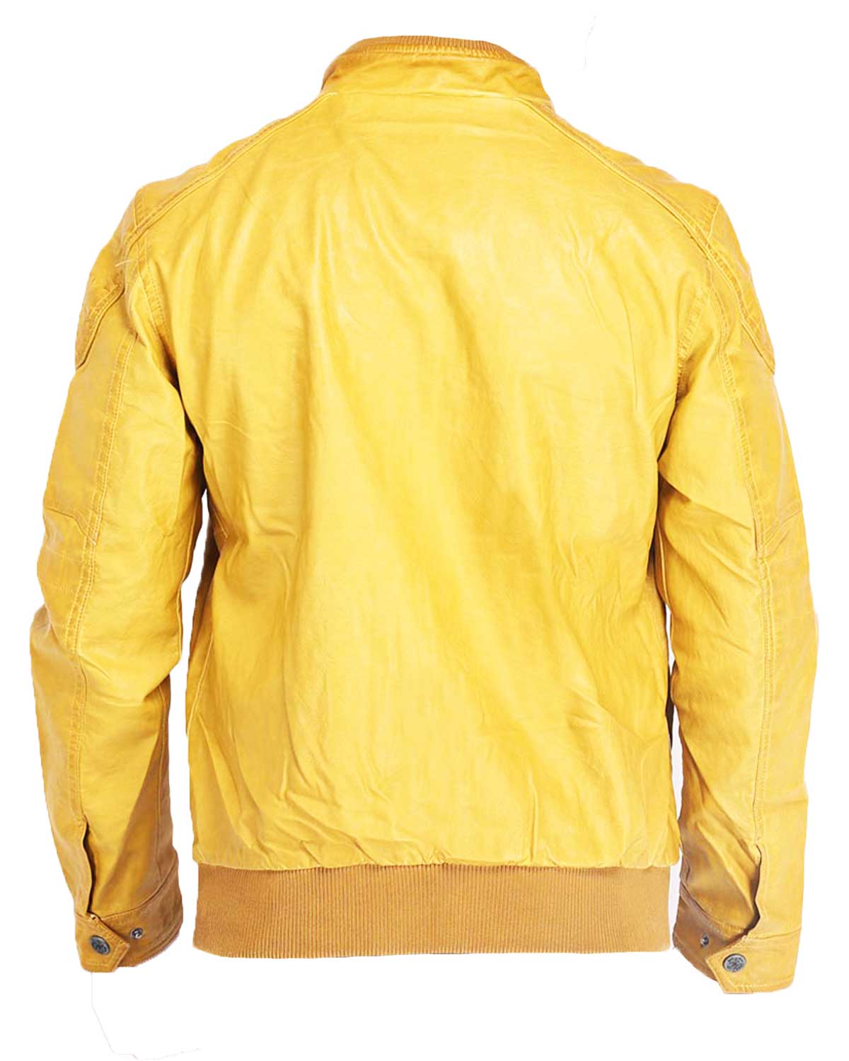 Mens Mustard Yellow Leather Bomber Jacket | Elite Jacket