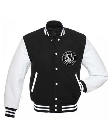 Brooklyn Nets NBA Letterman Black And White Jacket | Elite Jacket