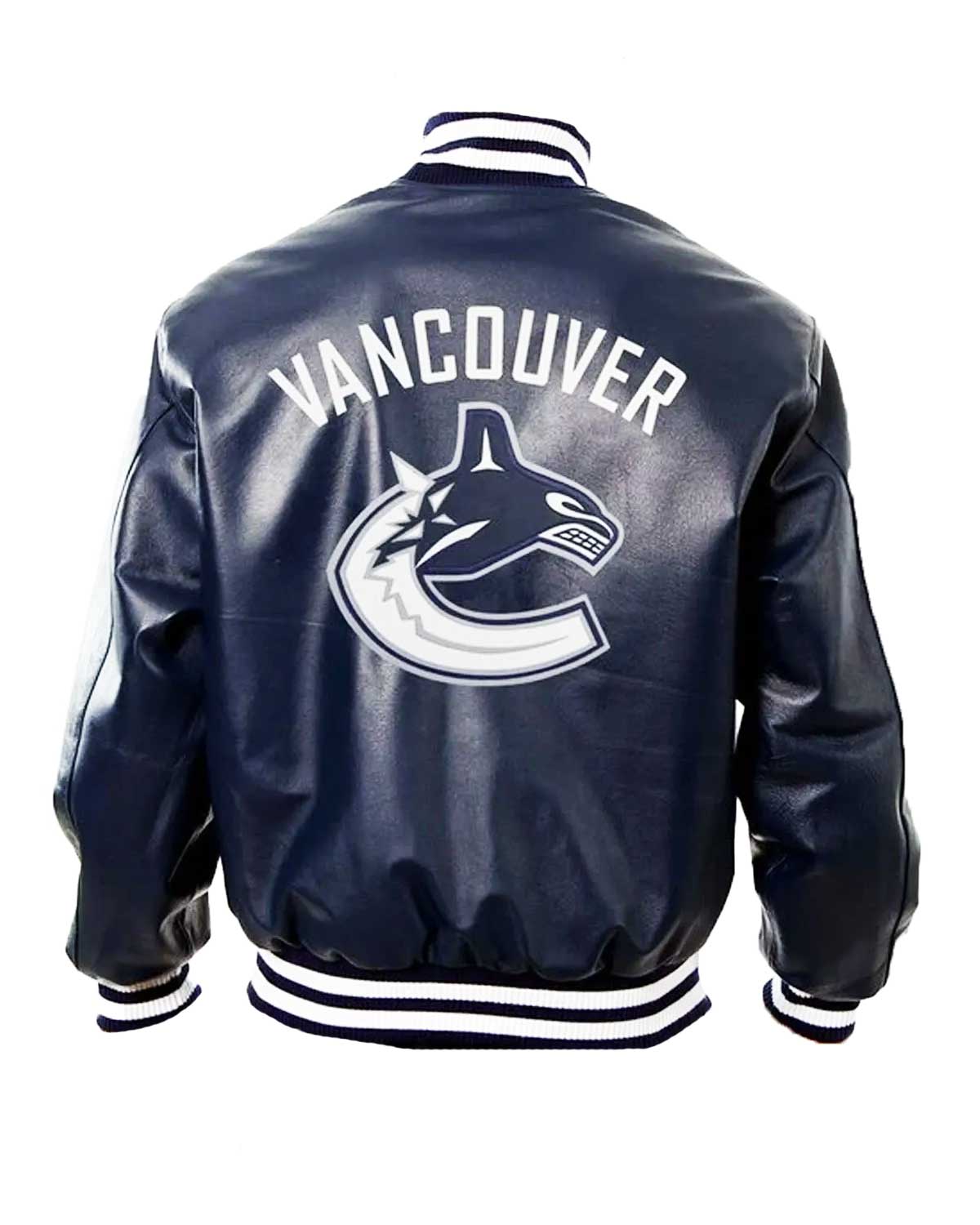 Colorado Avalanche Navy Blue Letterman Leather Bomber Jacket 