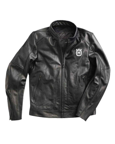 Husqvarna Black Leather Motorcycle Jacket | Elite Jacket