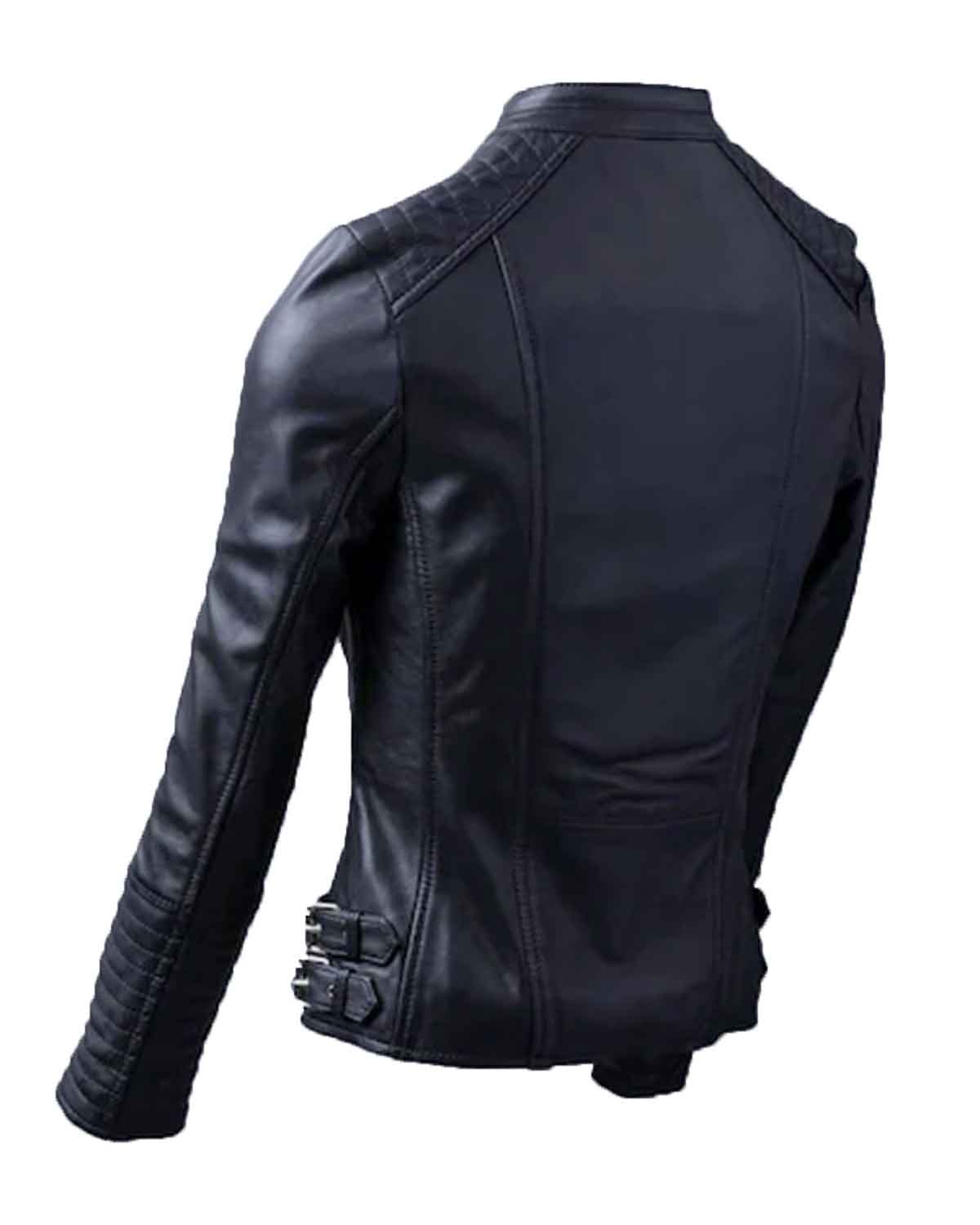 Womens Black Toni Lakeland Leather Biker Jacket 