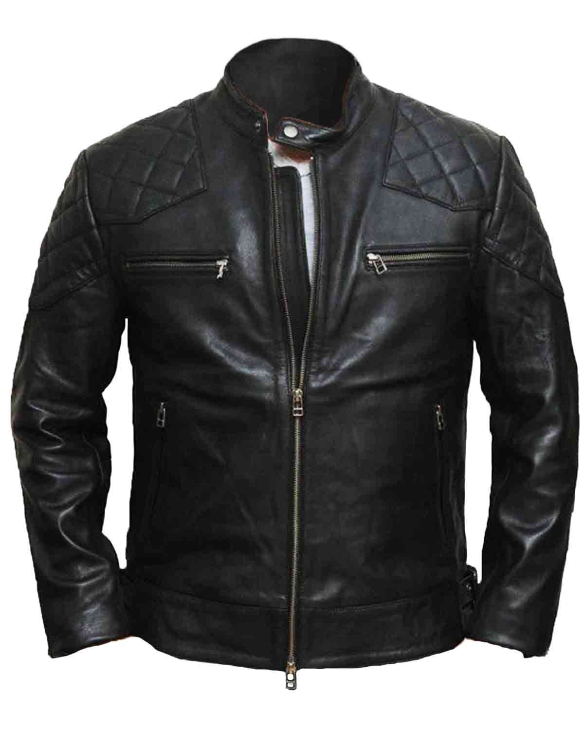 Mens David Beckham Black Leather Jacket | Elite Jacket