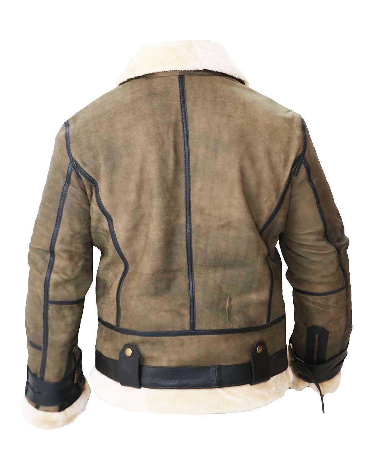 Elite B3 Bomber Men's Real Shearling Green Winter Leather Jacket