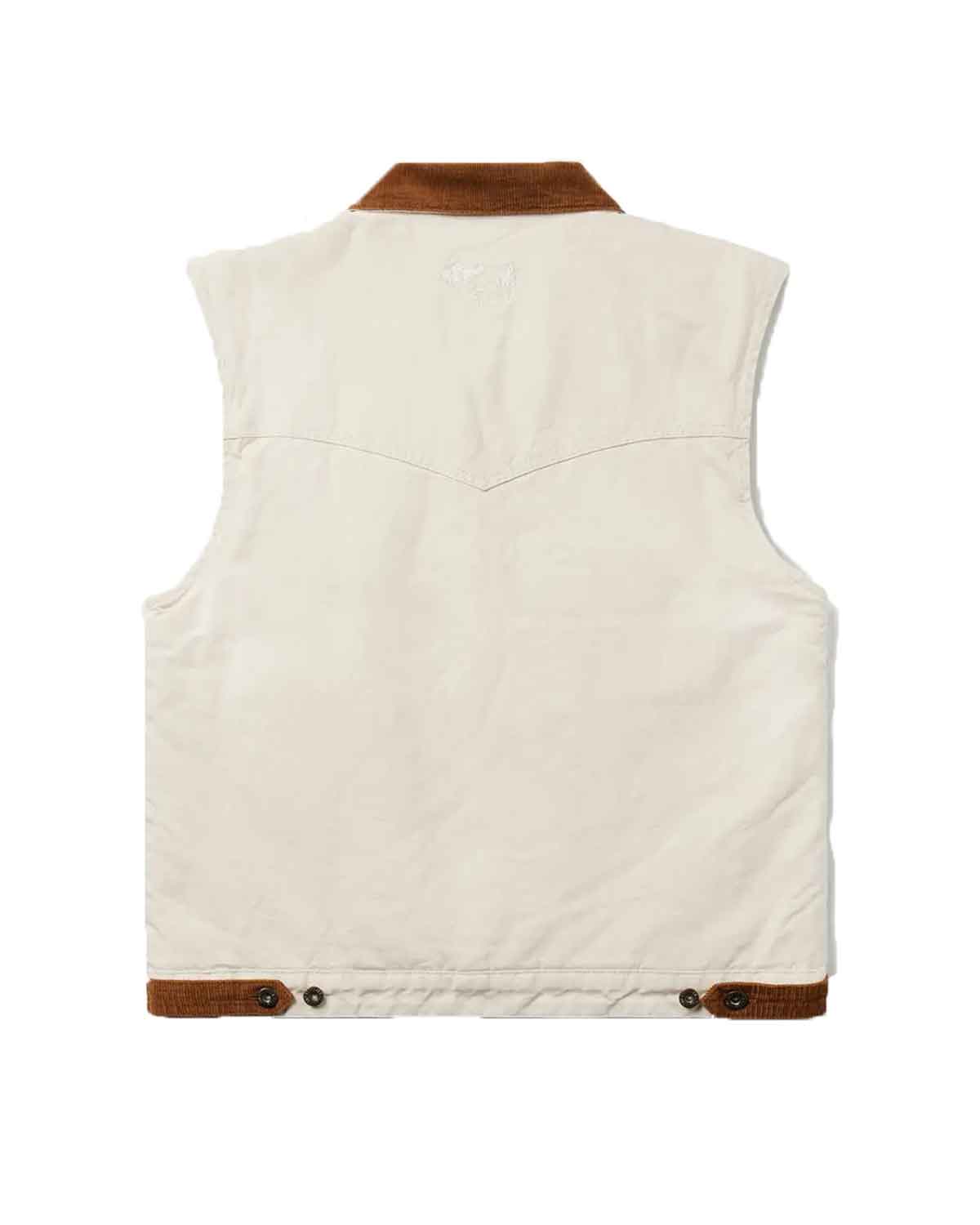 Mens White Canvas Sherpa Lining Cotton Vest | Elite Jacket