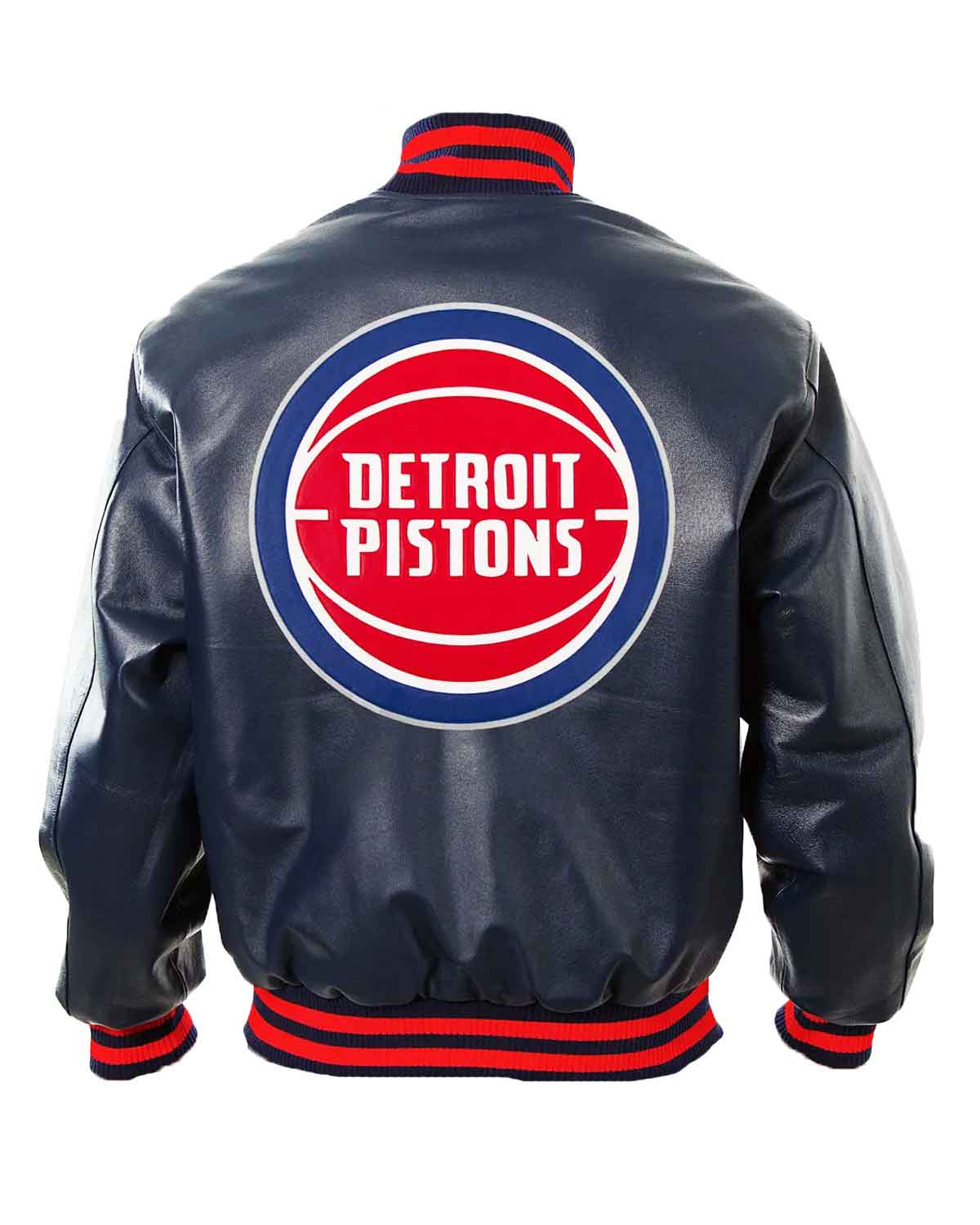 Detroit Pistons Navy Blue Letterman Leather Varsity Jacket 