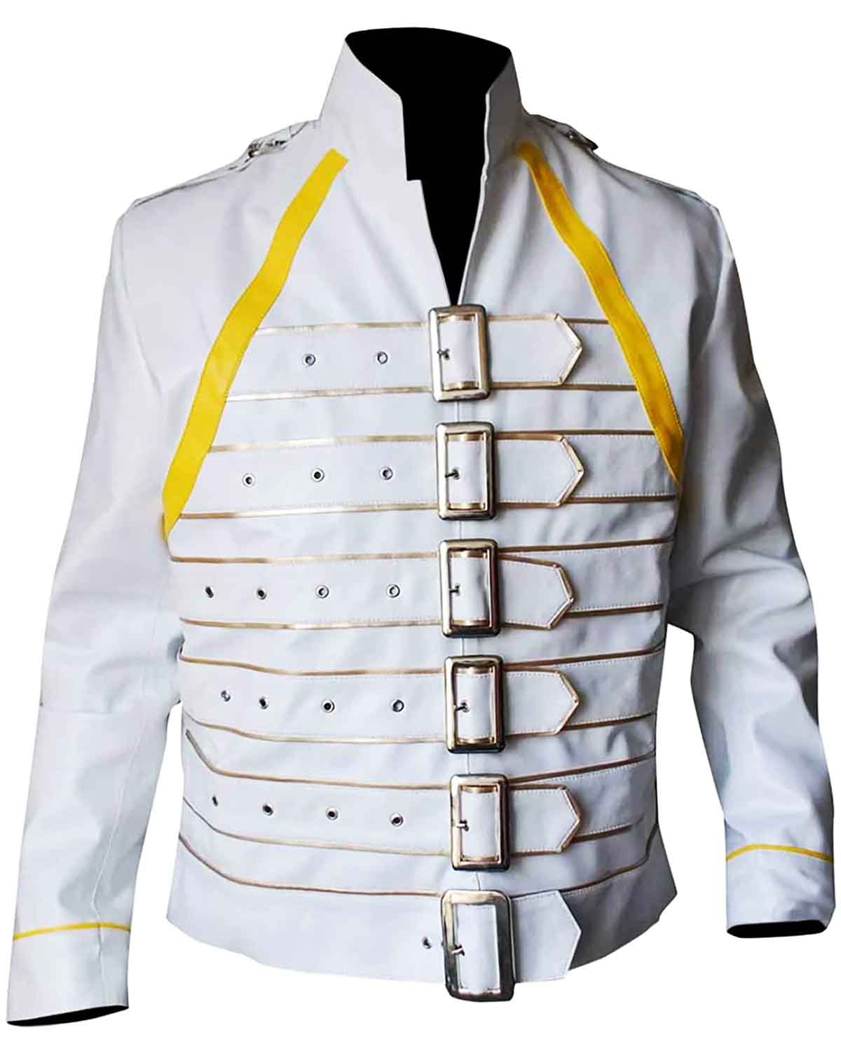 Freddie Mercury Military Concert White Leather Jacket