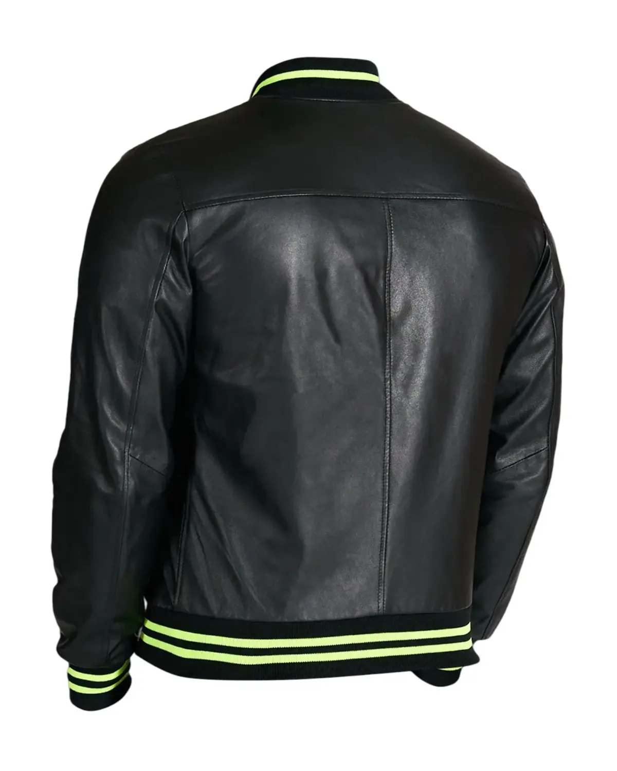 Mens Neon and Black Varsity Leather Jacket | Elite Jacket