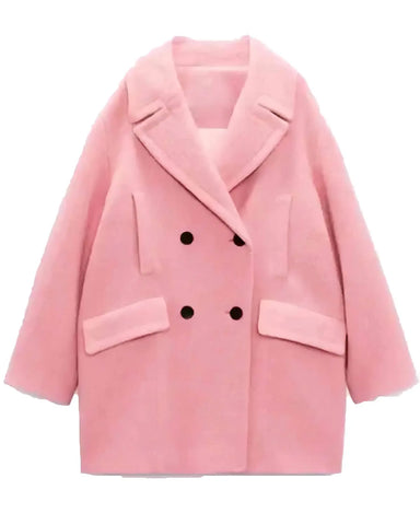 Womens Wednesday Enid Sinclair Pink Wool Coat | Elite Jacket