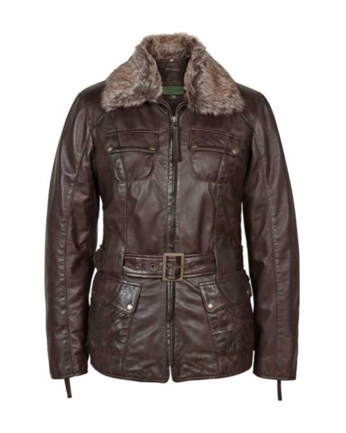 Womens Brown Stylish Leather Flying Jacket | Elite Jacket