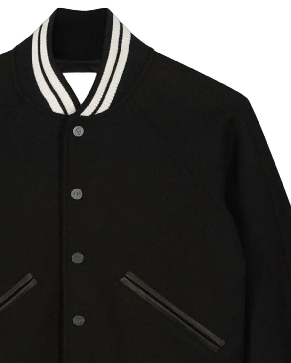 Womens Deep Black Wool Varsity Jacket | Elite Jacket