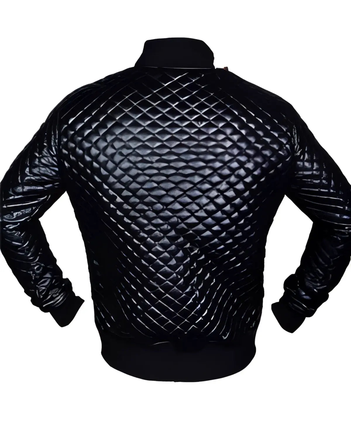 Mens Slim Fit Black Quilted Lambskin Leather Biker Jacket