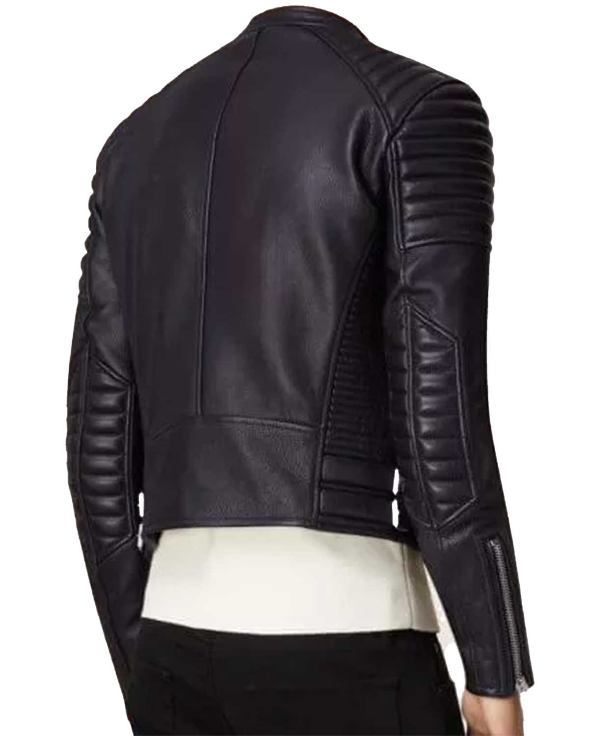 Mens Padded Shoulders Black Motorcycle Padded Jacket