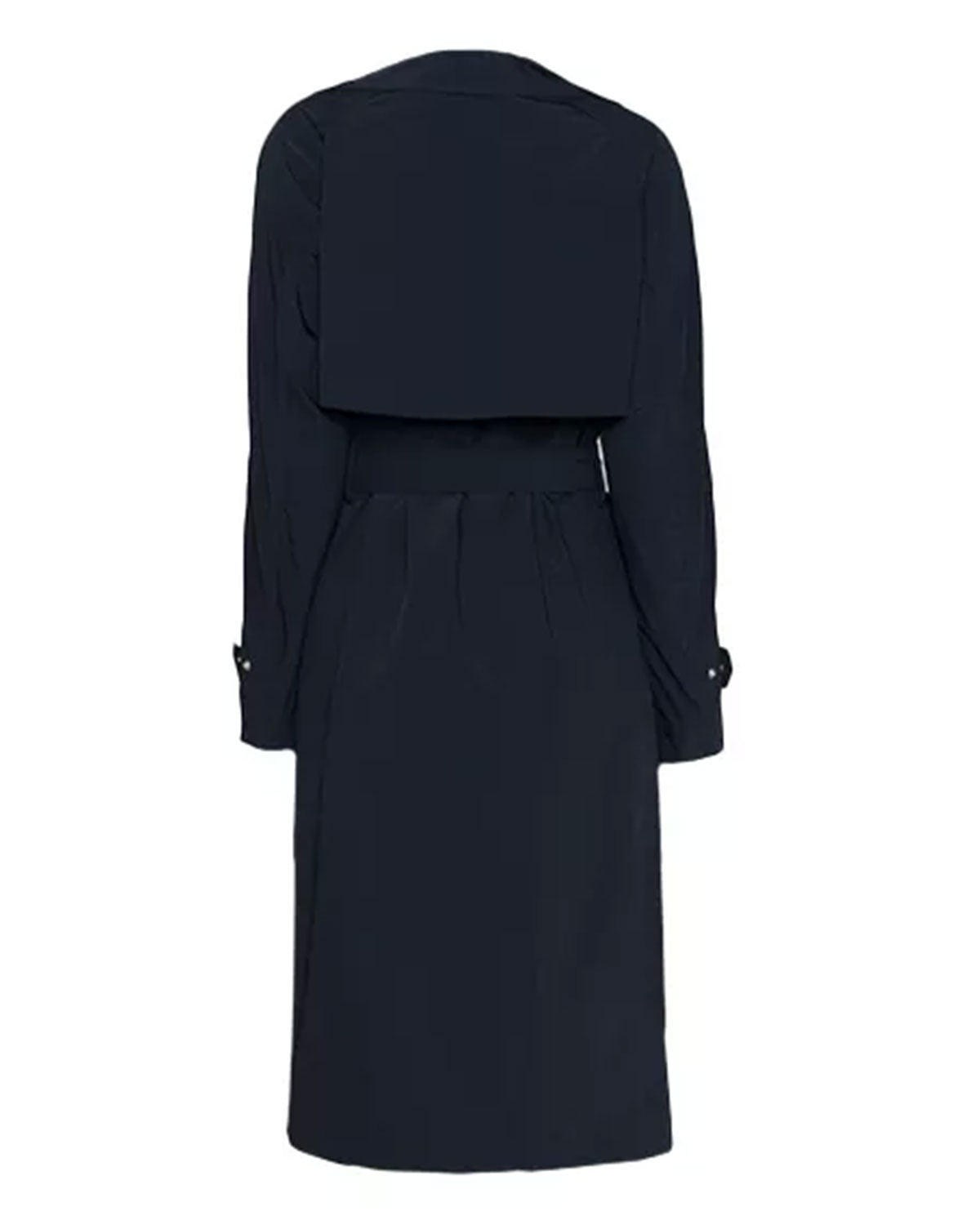 Womens Long Navy Blue Trench Coat | Elite Jacket