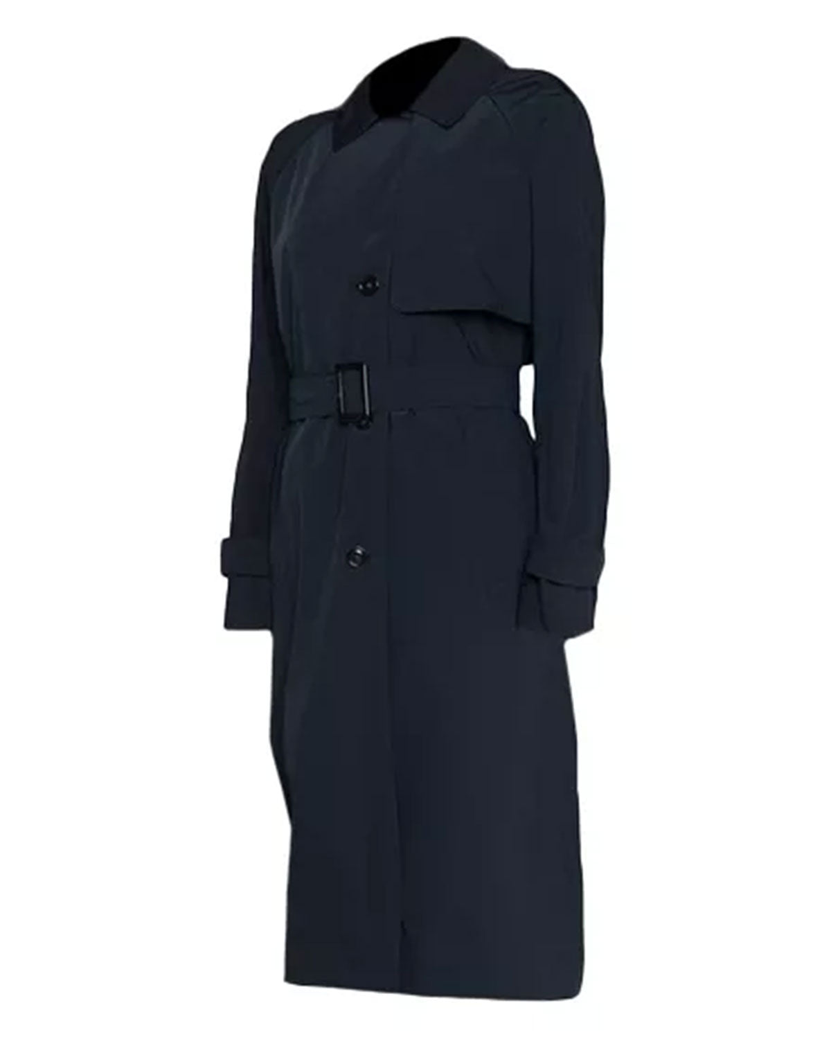 Womens Long Navy Blue Trench Coat | Elite Jacket