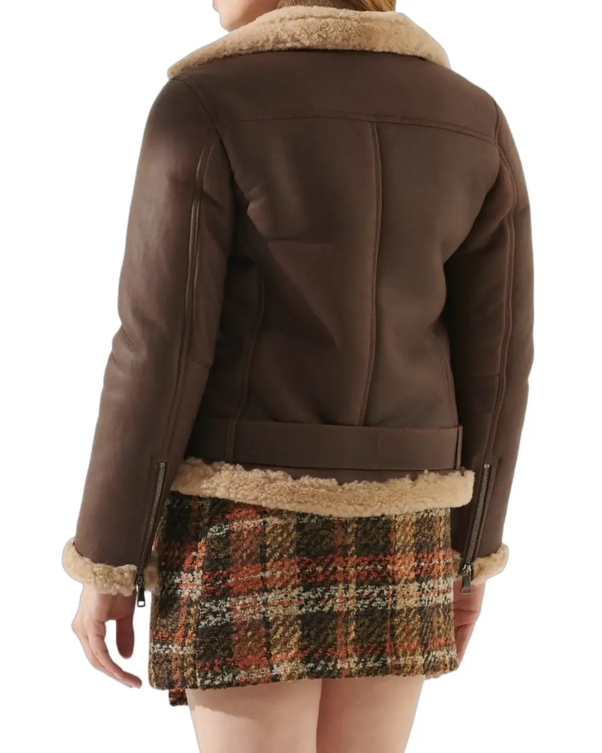 Womens Chocolate Brown Shearling Leather Jacket | Elite Jacket