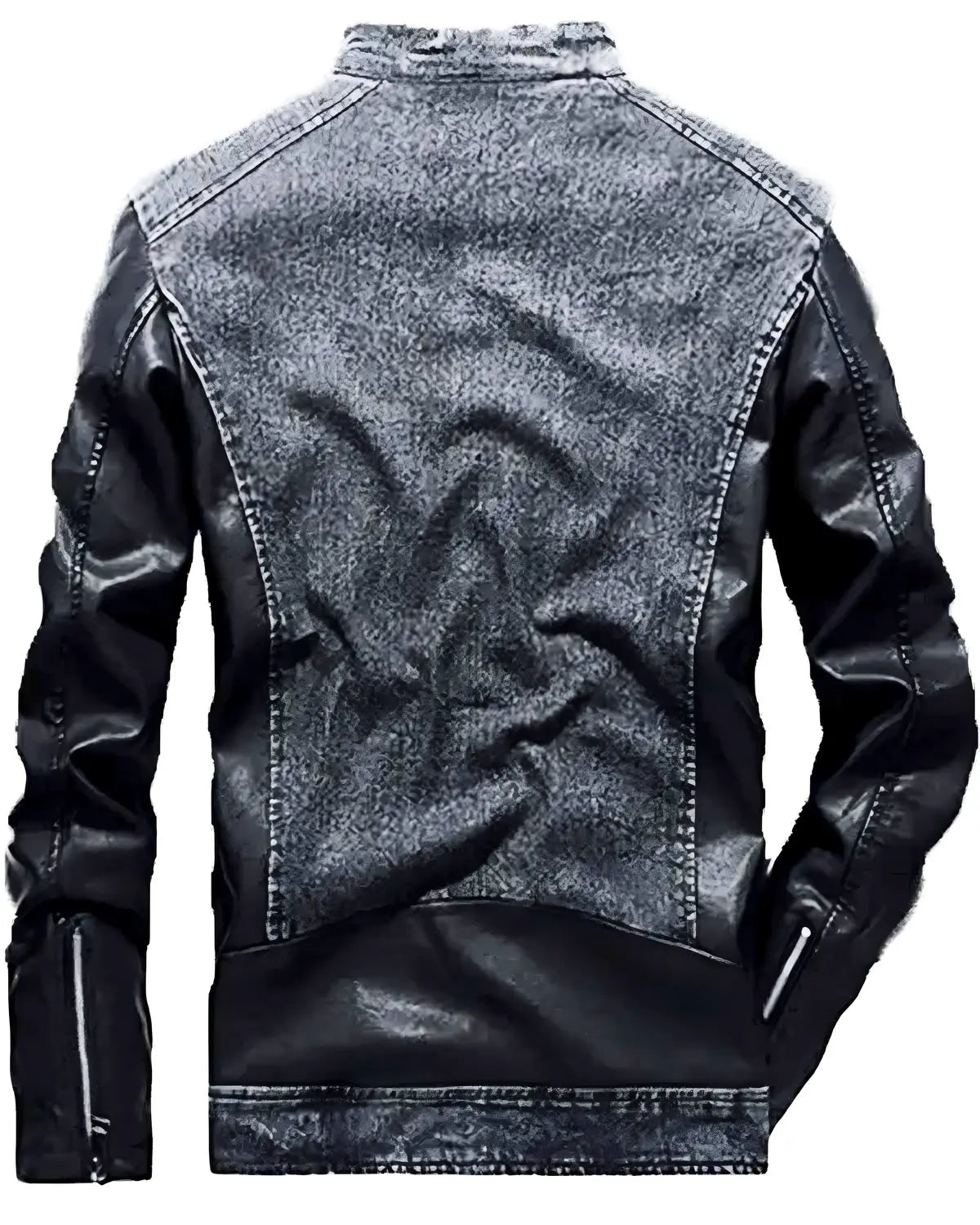 Elite Grey Denim Jacket with Leather Sleeves