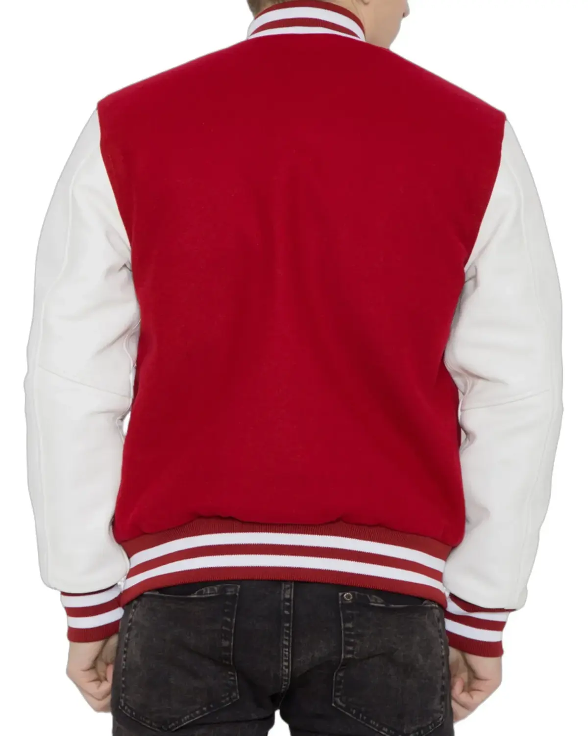 Mens Casual Red and White Varsity Jacket | Elite Jacket