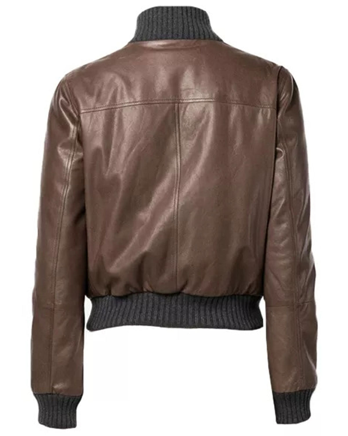Elite Brown Leather Bomber Jacket Womens