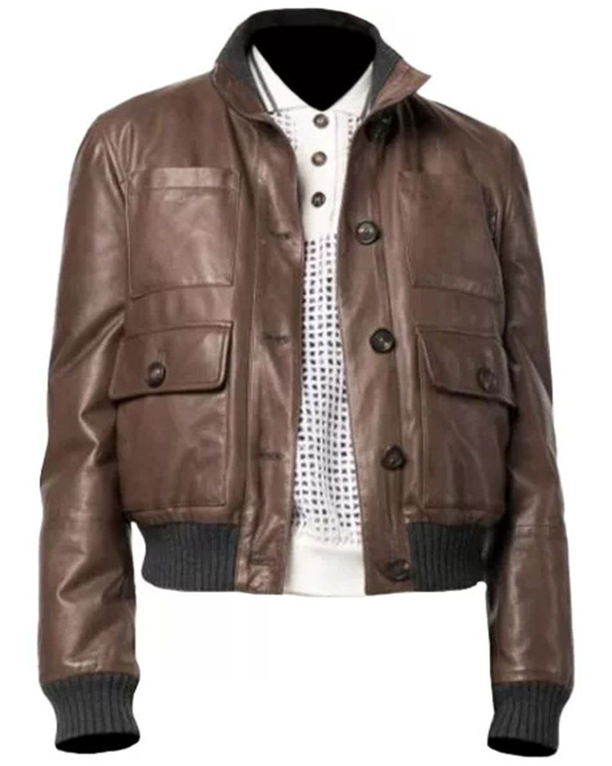Elite Brown Leather Bomber Jacket Womens