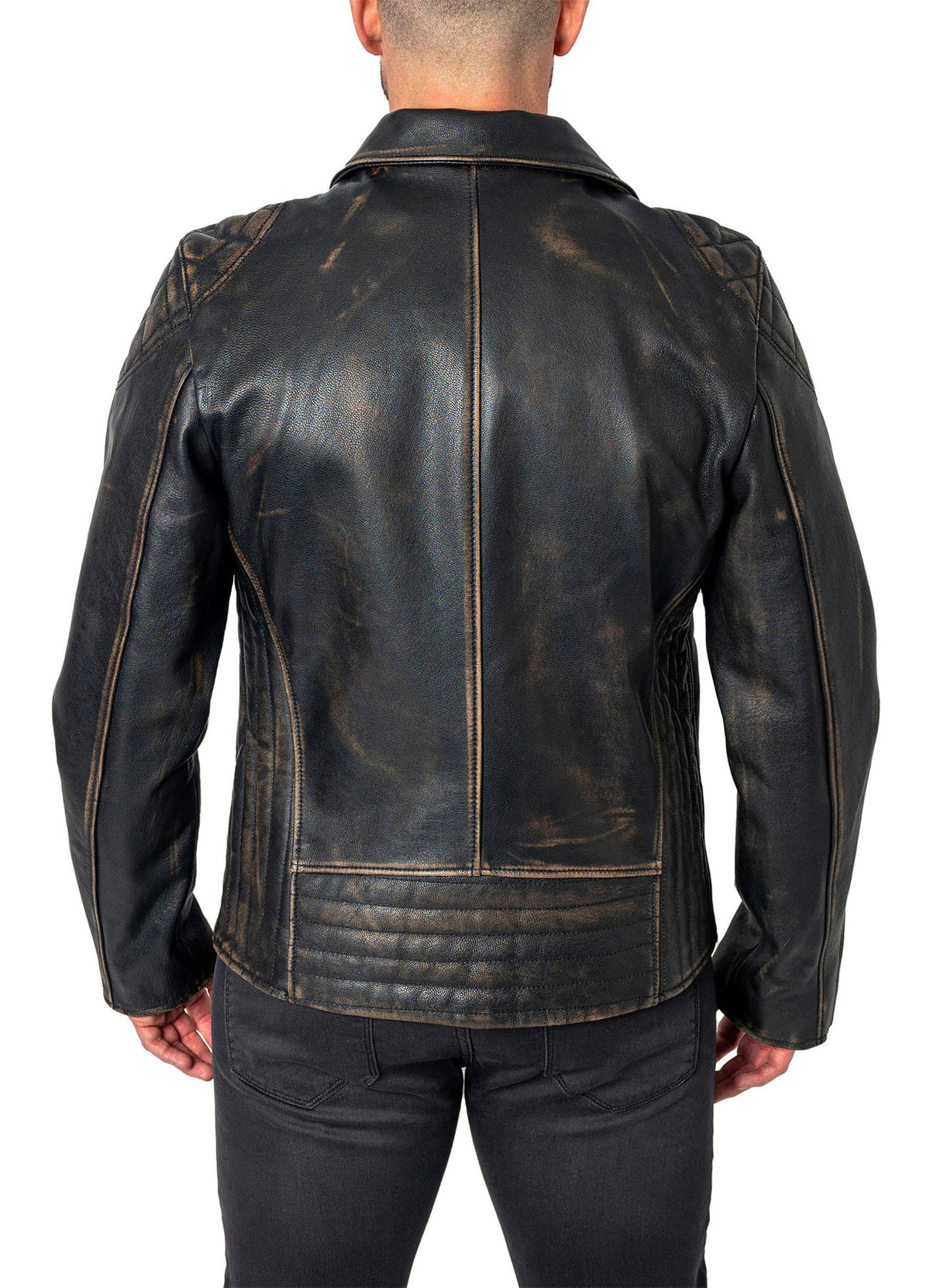 Mens Distressed Black Biker Leather Jacket | Shop Now!