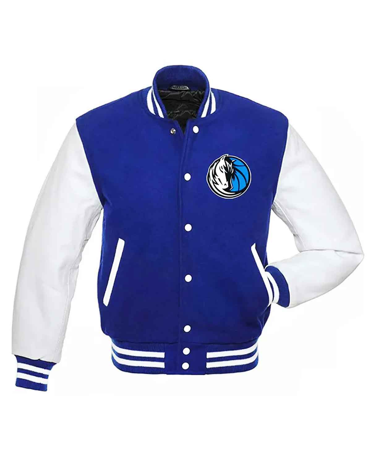 NBA Dallas Mavericks Letterman Blue And White Varsity Jacket