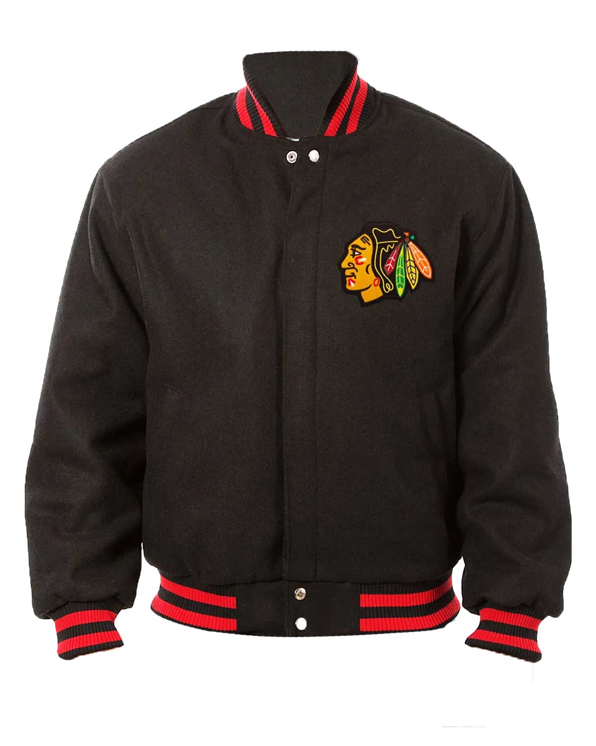 Chicago Blackhawks Black Wool Bomber Jacket | Elite Jacket