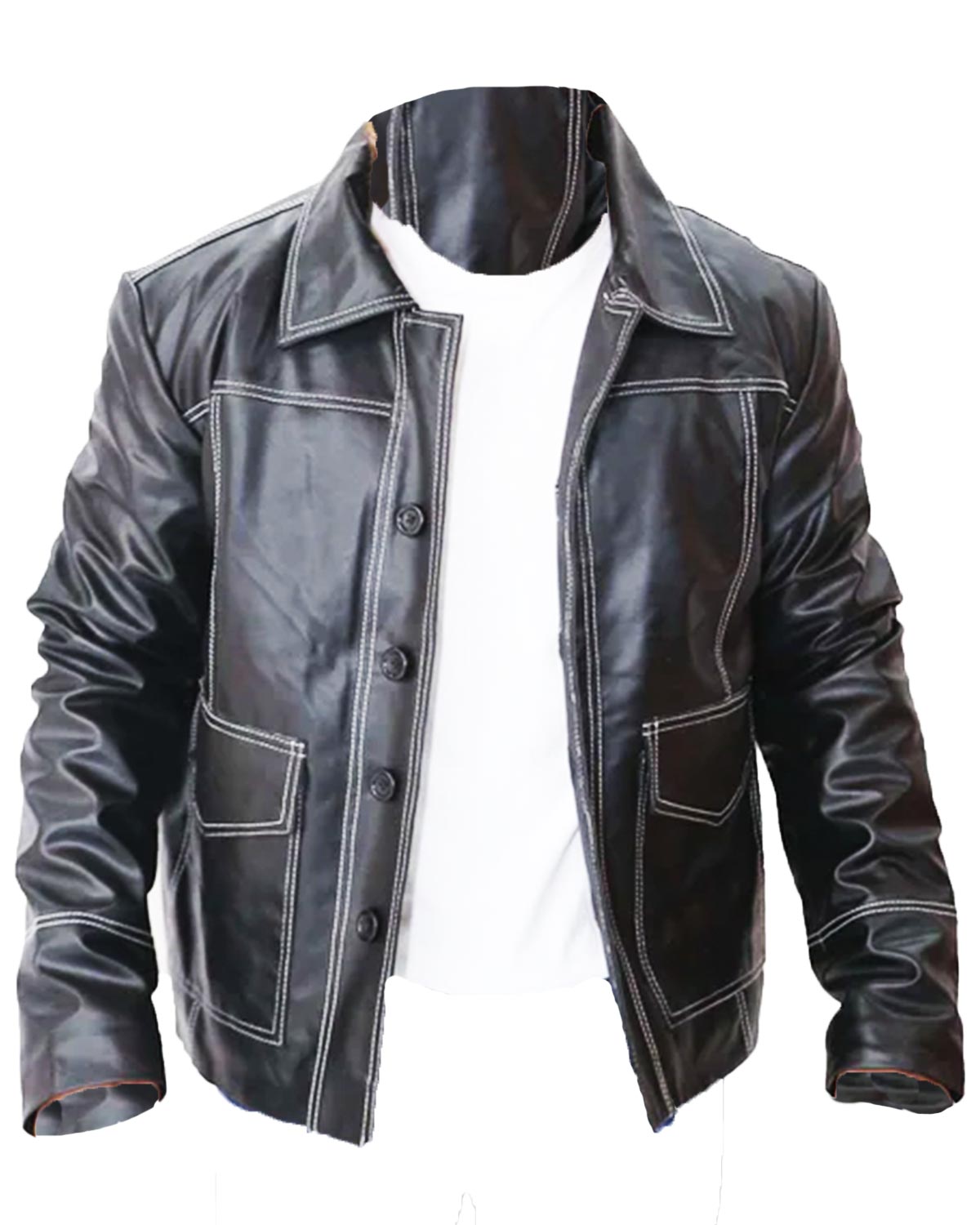 Elite Brad Pitt Fight Club Black Leather Jacket