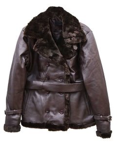 Womens Belted Black Sheepskin Leather Jacket Coat | Elite Jacket
