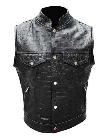 Mens Alligator Leather Motorcycle Vest | Elite Jacket