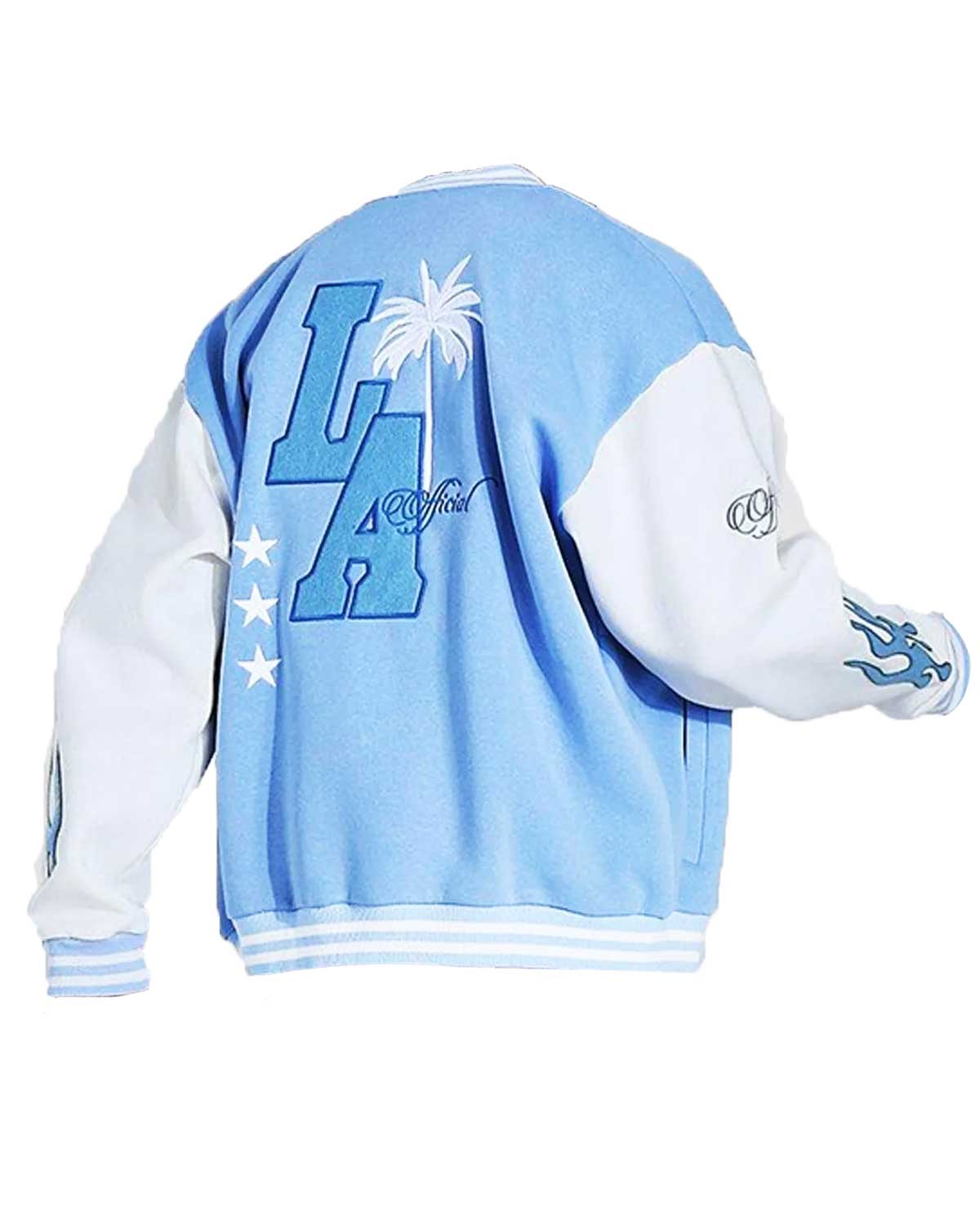 Los Angeles Baby Blue Varsity Jacket | Elite Jacket