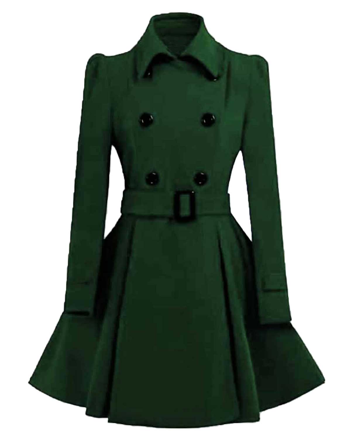 Womens Stylish Woolen Swing Pea Coat | Elite Jacket