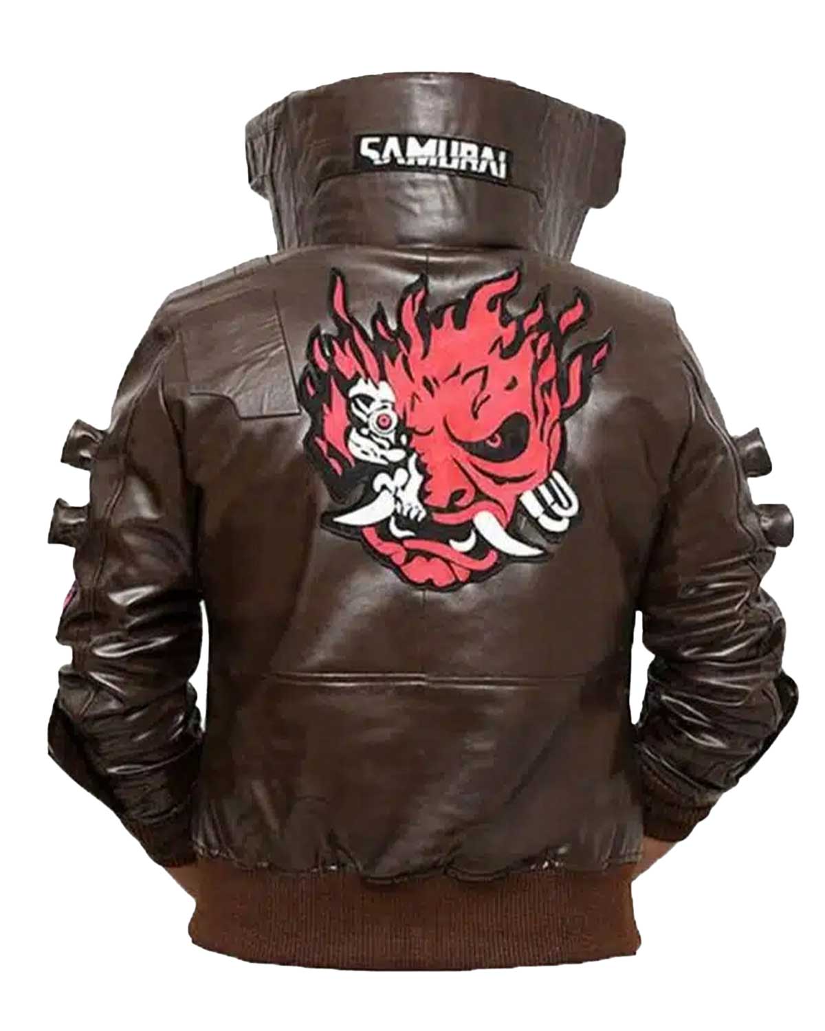 Mens Cyberpunk 2077 Brown Bomber Leather Jacket | Elite Jacket