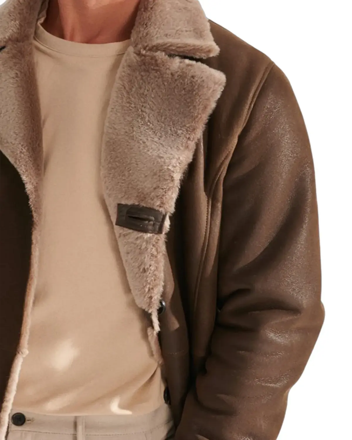 Mens Modern Brown Shearling Leather Coat For Mens | Elite Jacket