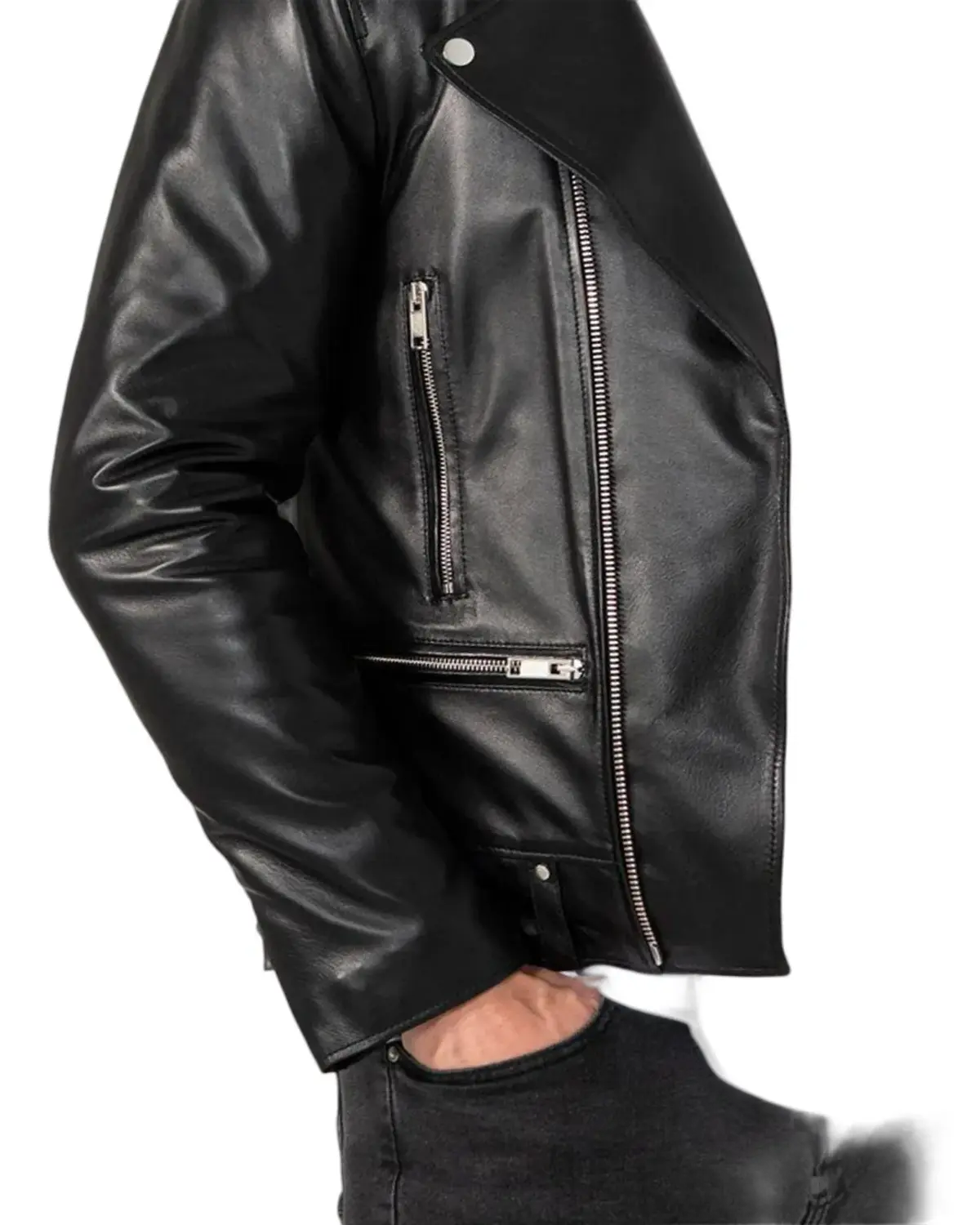 Mens Shiny Black Biker Leather Jacket | Elite Jacket