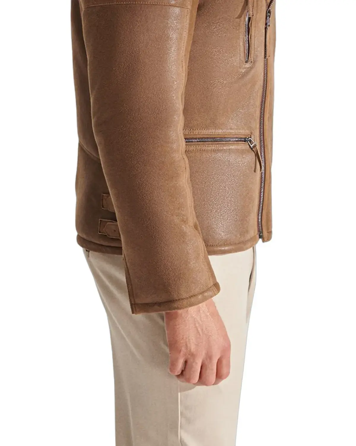 Mens Soft Tan Shearling Leather Jacket | Elite Jacket