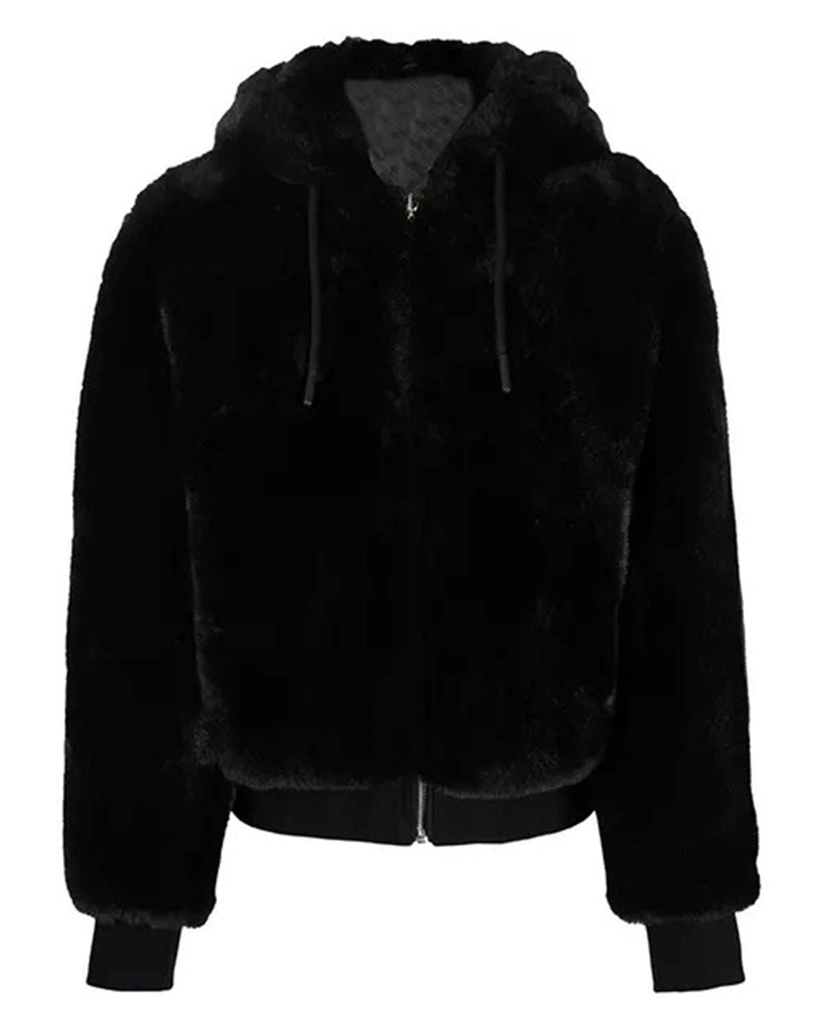 Elite Black Faux Fur Hooded Jacket