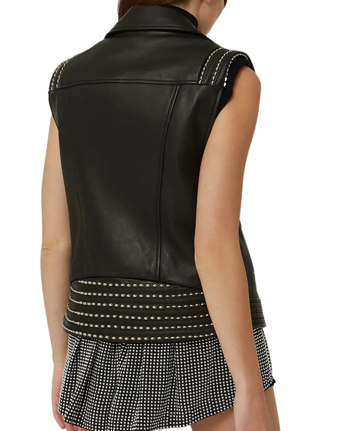 Womens Classic Black Biker Leather Vest | Elite Jacket