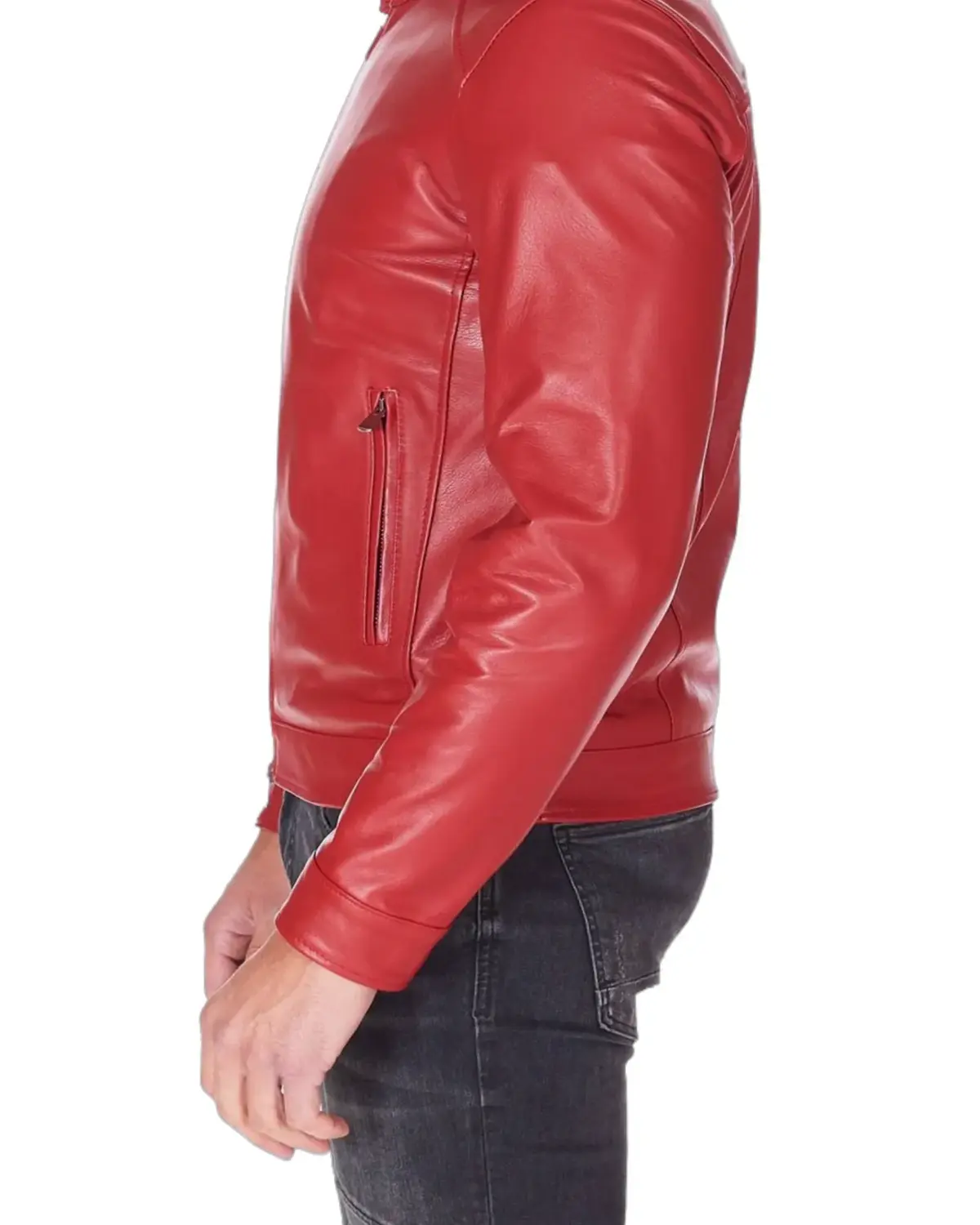 Mens Premium Red Biker Leather Jacket | Elite Jacket