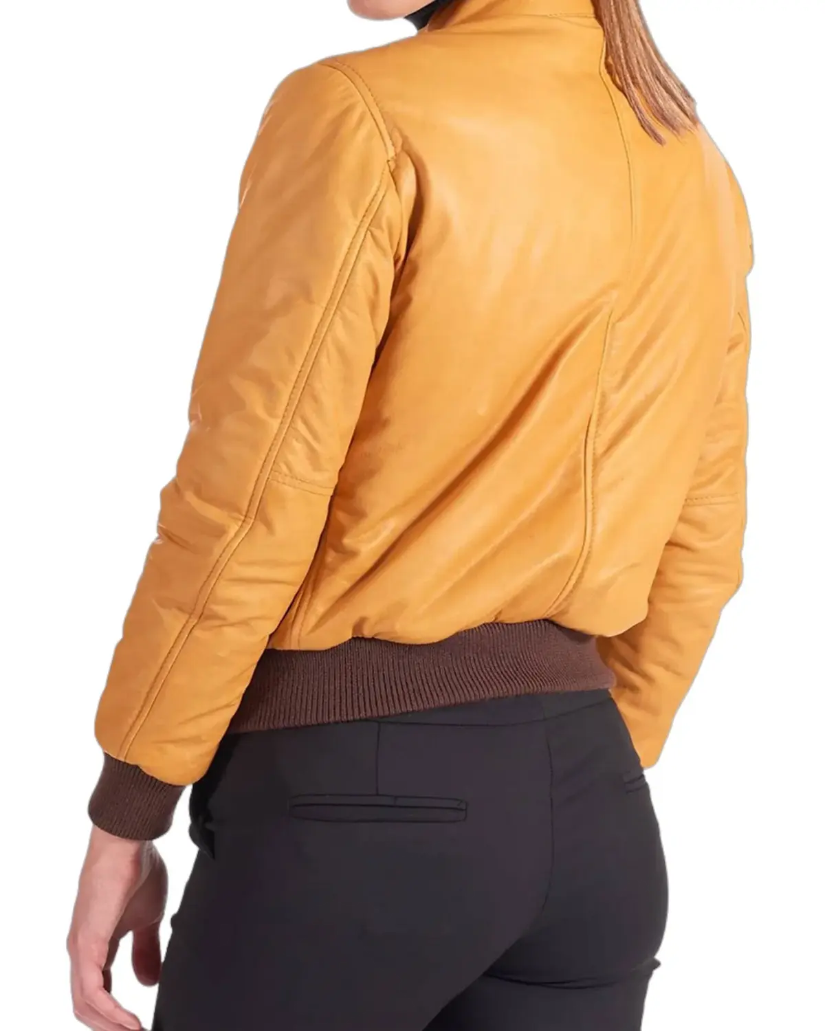 Womens Iconic Yellow Bomber Leather Jacket | Elite Jacket