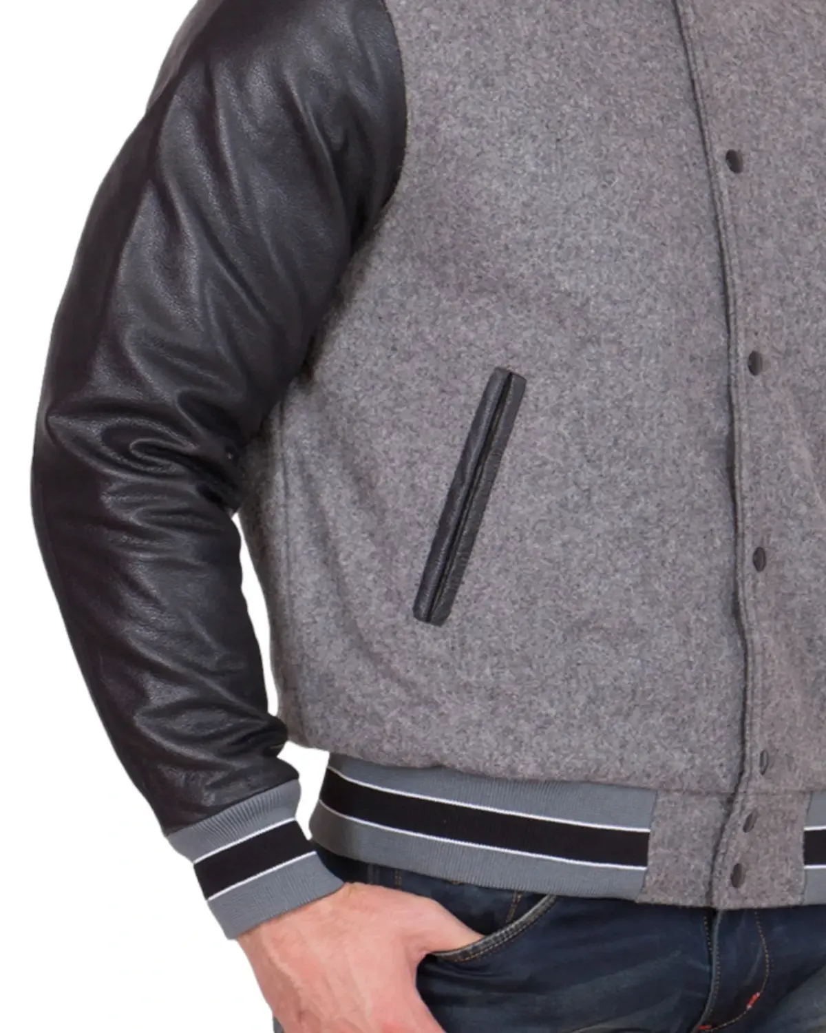 Mens Gray and Black Varsity Jacket | Elite Jacket