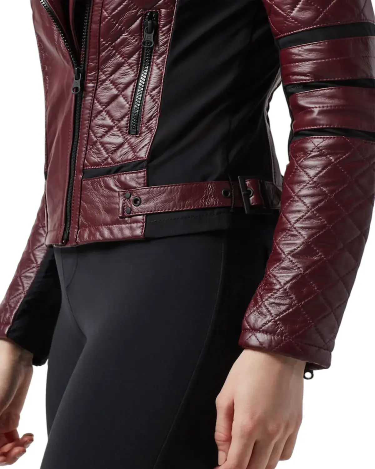 Womens Vintage Maroon Biker Leather Jacket