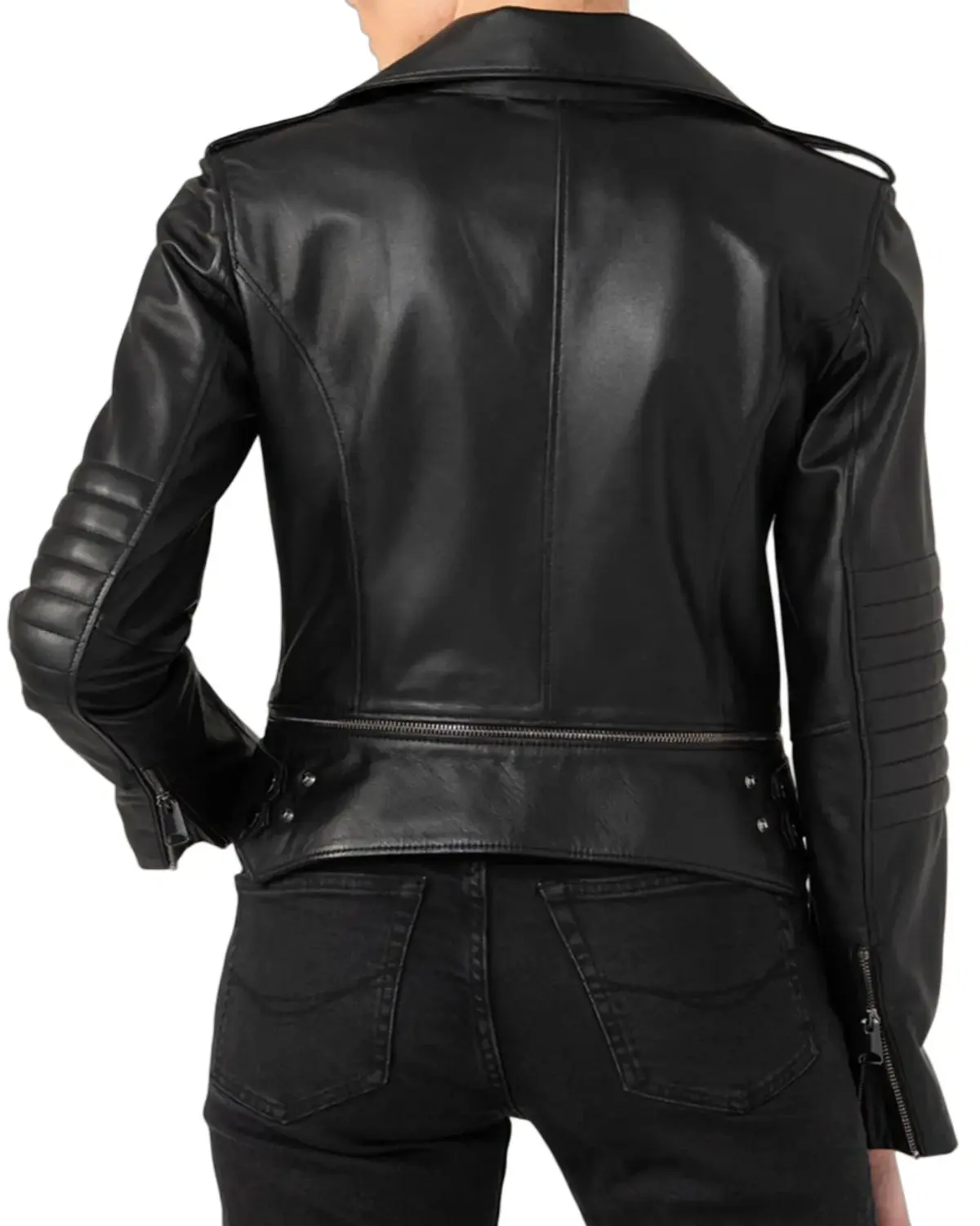 Womens Iconic Black Biker Leather Jacket 