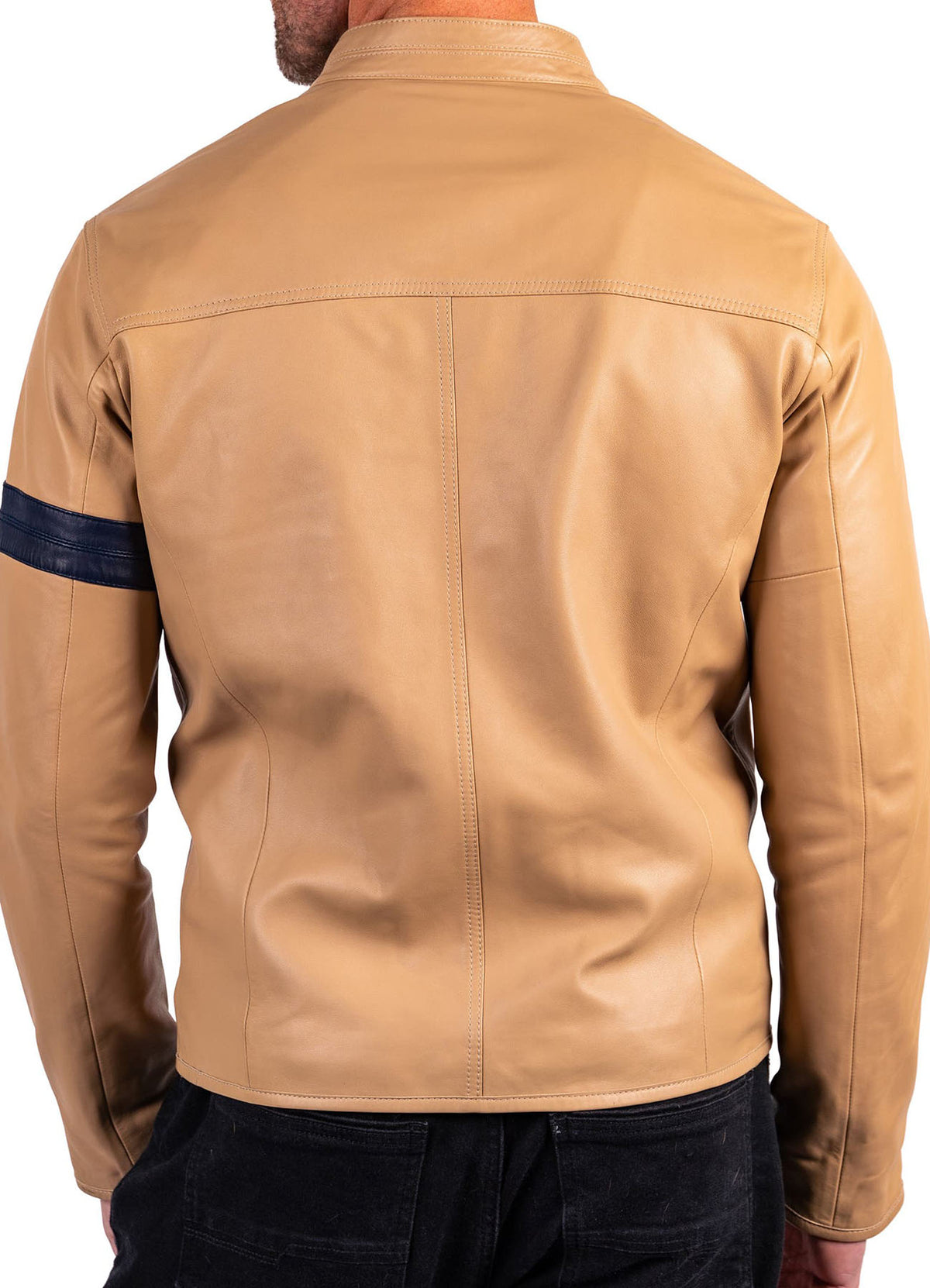 Mens Light Tan Biker Leather Jacket