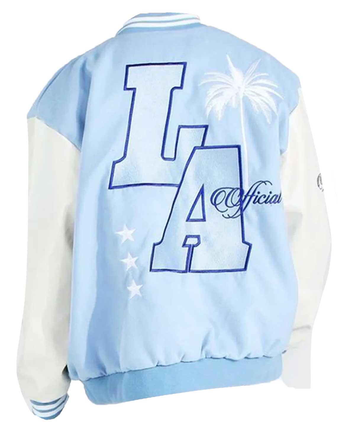 Los Angeles Baby Blue Varsity Jacket | Elite Jacket