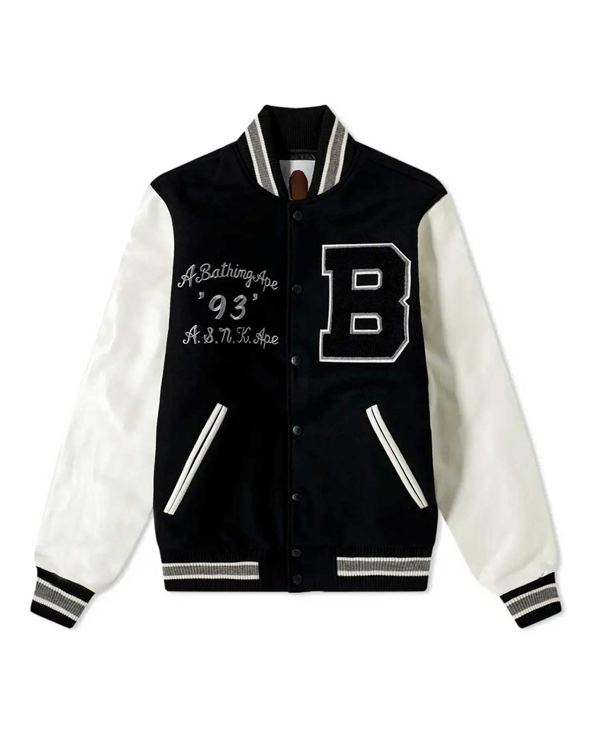 A Bathing Ape Blue And White Letterman Varsity Jacket