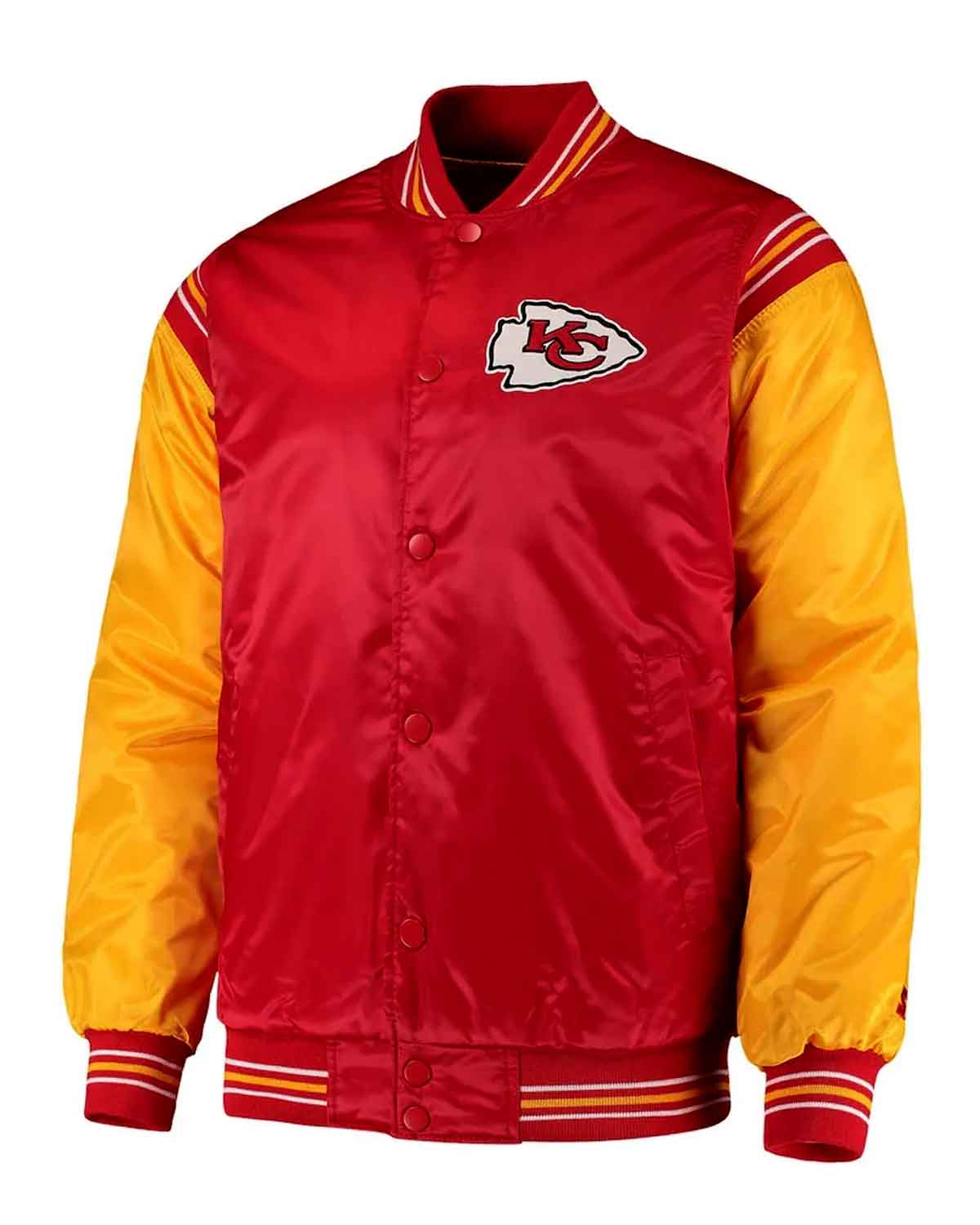 Kansas City Chiefs Yellow And Red Satin Jacket